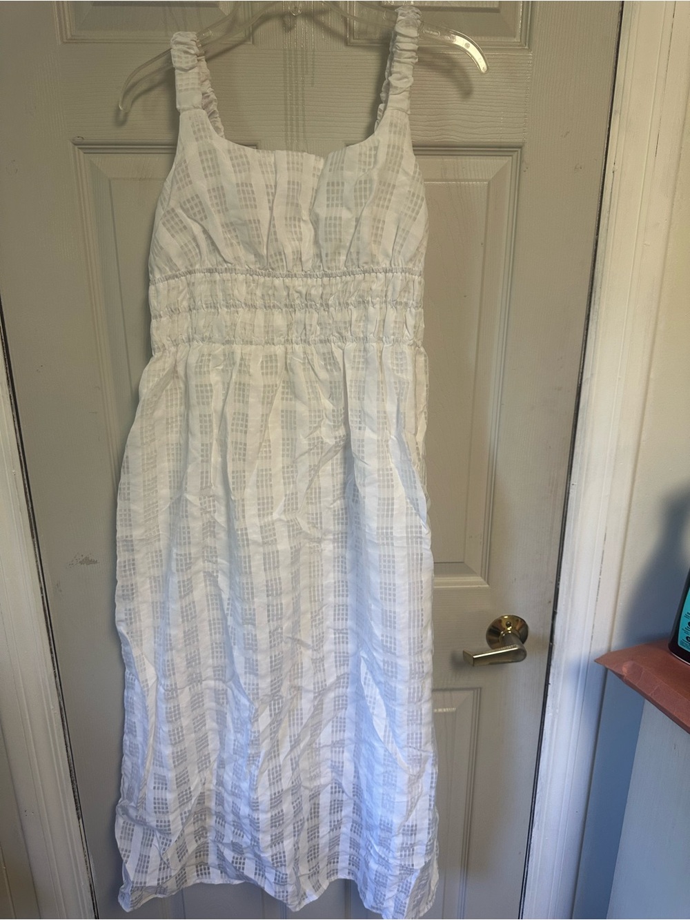 White Sleeveless Maxi Dress with Smocked Waist